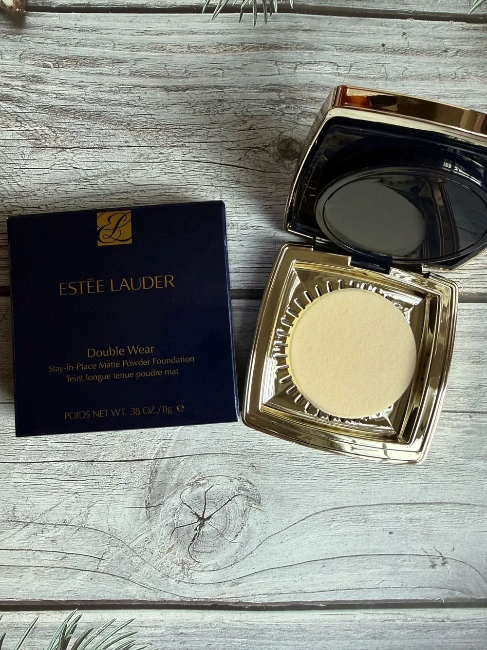 1W0 Warm Porcelain, Estee Lauder Double Wear Matte Powder Foundation, 11g, NIB